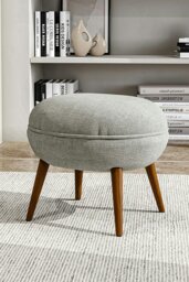 Rackhams Flemming 54Cm Wide Linen Oval Footstool - Beige - thumbnail 2