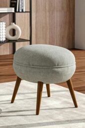 Rackhams Flemming 54Cm Wide Linen Oval Footstool - Beige