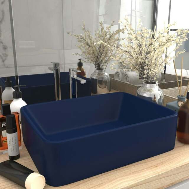 Rackhams Luxury Wash Basin Matt Dark Blue 41x30x12 cm Ceramic