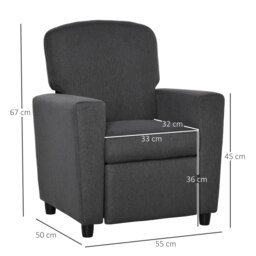 Rackhams Kids Sofa with Footrest Linen Recliner Armchair Playroom Bedroom Grey - thumbnail 3
