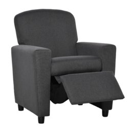 Rackhams Kids Sofa with Footrest Linen Recliner Armchair Playroom Bedroom Grey - thumbnail 2