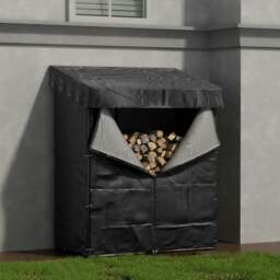 Rackhams Garden Metal Tube Firewood Rack with PE Cover Roof - M SIZE - thumbnail 3