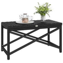 Rackhams Outdoor Coffee Table, PE Rattan Side Table w/ Plastic Board - Black - X-shaped Frame - thumbnail 3