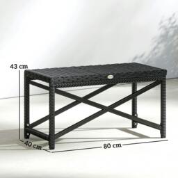 Rackhams Outdoor Coffee Table, PE Rattan Side Table w/ Plastic Board - Black - X-shaped Frame - thumbnail 4