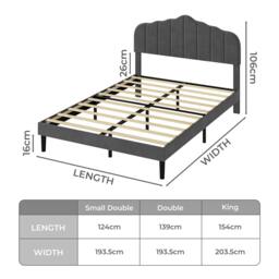 Rackhams Upholstered Bed Frame Linen Fabric Scalloped Headboard Small Double King - Small Double - thumbnail 3