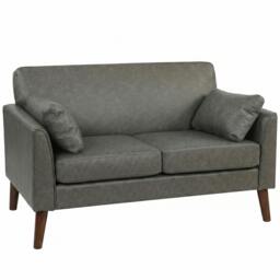 Rackhams 2 Seater Sofa, 132 cm Modern Small Sofa with Solid Wood Legs, Grey - thumbnail 2