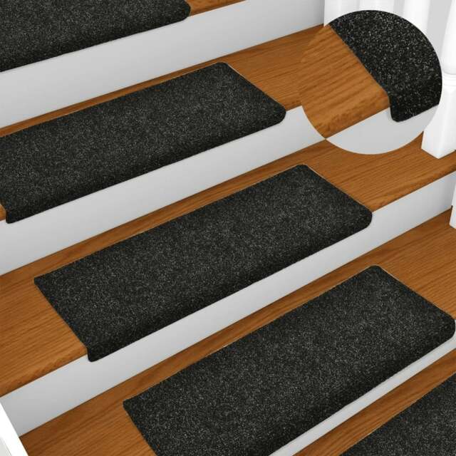 Rackhams Stair Mats 10 pcs Black 65x21x4 cm Needle Punch