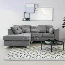 Rackhams Victoria Modern Plush Velvet 4 Seater Corner Sofa - Grey - Left Hand Facing