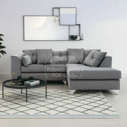 Rackhams Victoria Modern Plush Velvet 4 Seater Corner Sofa - Grey - Left Hand Facing - thumbnail 2