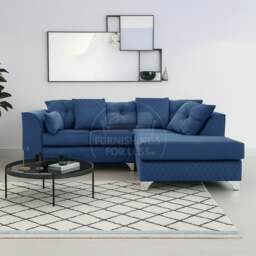 Rackhams Victoria Modern Plush Velvet 4 Seater Corner Sofa - Grey - Left Hand Facing - thumbnail 6