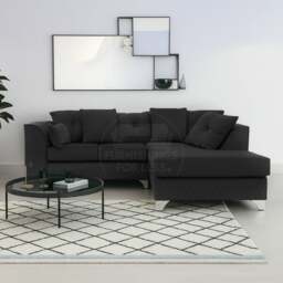 Rackhams Victoria Modern Plush Velvet 4 Seater Corner Sofa - Grey - Left Hand Facing - thumbnail 3