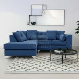 Rackhams Victoria Modern Plush Velvet 4 Seater Corner Sofa - Grey - Left Hand Facing - thumbnail 4