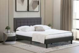 Rackhams Lionel Buttoned Headboard Fabric Bed Frame - Stylish & Comfort-Enhancing Feature for Your Bedroom - Light Grey - 5ft - thumbnail 2