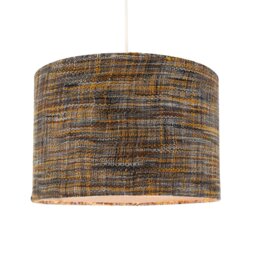 Rackhams Vintage Lined Linen Fabric Lamp Shade in Mustard Burgundy and Grey - thumbnail 2