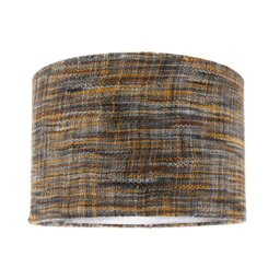 Rackhams Vintage Lined Linen Fabric Lamp Shade in Mustard Burgundy and Grey - thumbnail 1