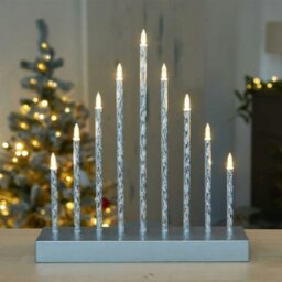 Rackhams 26cm Battery Operated Silver Light up Christmas Candle Bridge with 9 Warm White LEDs - thumbnail 2