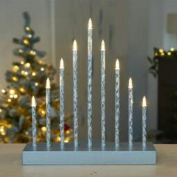 Rackhams 26cm Battery Operated Silver Light up Christmas Candle Bridge with 9 Warm White LEDs