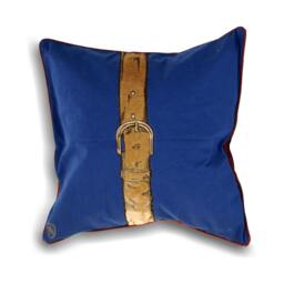 Rackhams Polo Strap Cushion Cover - Blue - 45x45cm - Blue - 100% Cotton