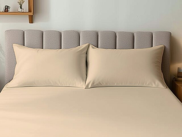 Rackhams Microfibre Soft Touch Plain Dyed Housewife Pillowcase Pair - Cream - image 1