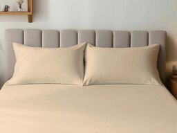 Rackhams Microfibre Soft Touch Plain Dyed Housewife Pillowcase Pair - Cream - thumbnail 1