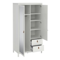 Rackhams Barcelona Wardrobe with 1 door + 1 mirror door + 2 drawers White - White - Malemine - 1 - thumbnail 5