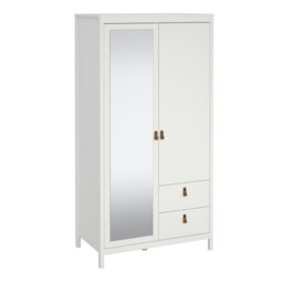 Rackhams Barcelona Wardrobe with 1 door + 1 mirror door + 2 drawers White - White - Malemine - 1 - thumbnail 1