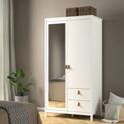 Rackhams Barcelona Wardrobe with 1 door + 1 mirror door + 2 drawers White - White - Malemine - 1 - thumbnail 6