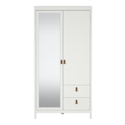 Rackhams Barcelona Wardrobe with 1 door + 1 mirror door + 2 drawers White - White - Malemine - 1 - thumbnail 2