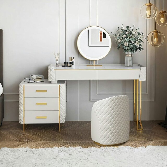 Rackhams Devorit Dressing Table, White - Option 2 ( With 50cm Chest of Drawers ) - No Stool - image 1