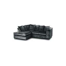 Rackhams Dylan Crushed Velvet 4 Seater Fabric Corner Sofa in Black - Right Hand Corner - thumbnail 6