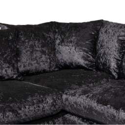 Rackhams Dylan Crushed Velvet 4 Seater Fabric Corner Sofa in Black - Right Hand Corner - thumbnail 3