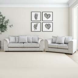 Rackhams Crystal Crushed Velvet Sofa Suite Scatter Back - Silver - thumbnail 2