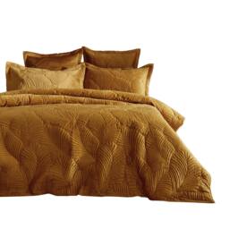 Rackhams Palmeria Velvet Quilted Duvet Cover Set - Gold - Single - Gold - 50% Polyester/50% Cotton