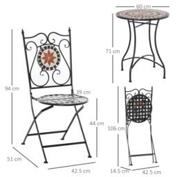 Rackhams Rakamo 3 Piece Mosaic Garden Outdoor Bistro Table And Chair Set Orange - thumbnail 4