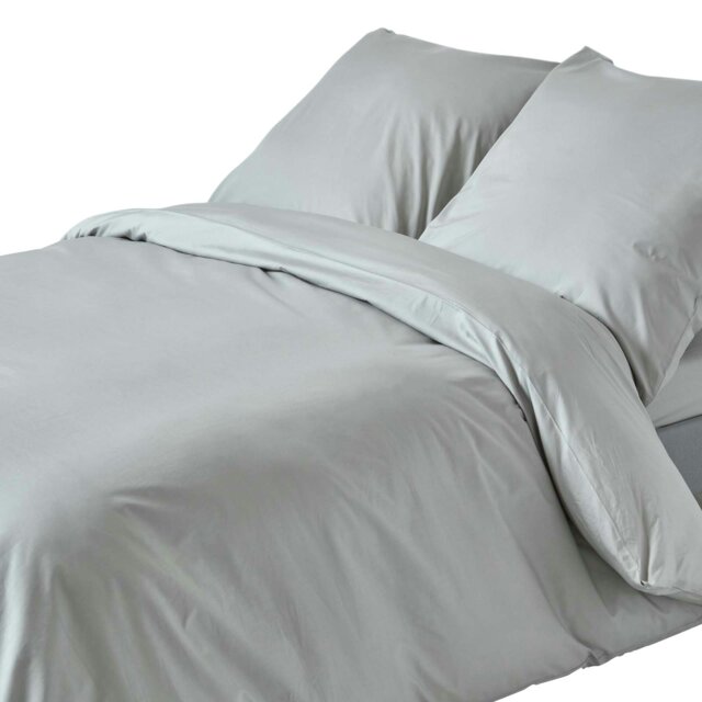 Rackhams Crisp & Cool 200 TC Egyptian Cotton Percale Duvet Cover Set, European Size - Silver Grey - 150 x 200 cm