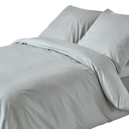 Rackhams Crisp & Cool 200 TC Egyptian Cotton Percale Duvet Cover Set, European Size - Silver Grey - 150 x 200 cm - thumbnail 1