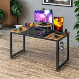 Rackhams Industrial Writing Desk With Moveable Monitor Mount