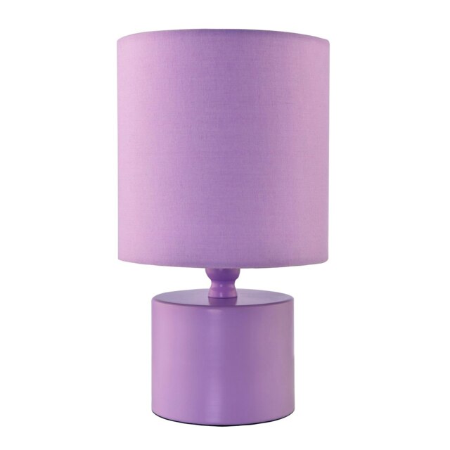 Rackhams Modern Soft Lilac Glossy Table Lamp with Cotton Fabric Drum Shade - image 1