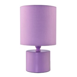 Rackhams Modern Soft Lilac Glossy Table Lamp with Cotton Fabric Drum Shade