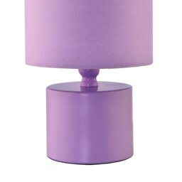 Rackhams Modern Soft Lilac Glossy Table Lamp with Cotton Fabric Drum Shade - thumbnail 3