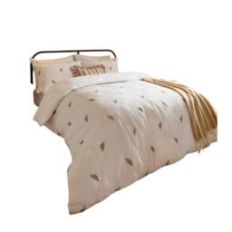 Rackhams Josephine Reversible Embroidered Duvet Cover Set - White/Pink - Single - White/Pink - 100% Cotton