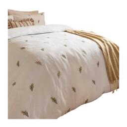 Rackhams Josephine Reversible Embroidered Duvet Cover Set - White/Pink - Single - White/Pink - 100% Cotton - thumbnail 2