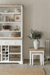 Rackhams Florence Display Cabinet With Shelves, Wine Rack and Storage Baskets - Dove Grey - thumbnail 4