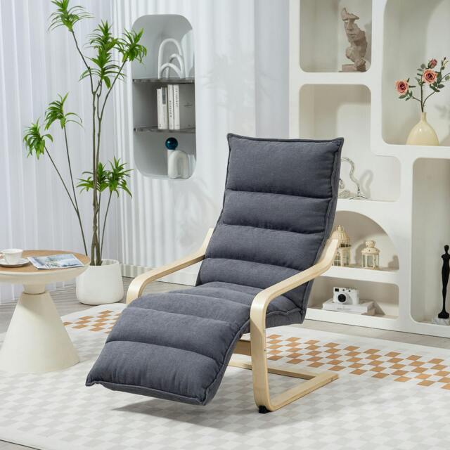 Rackhams Birch Wood Lounge Chair for Living Room, Bedroom, Black - Dark Grey - Modern - 1 - image 1