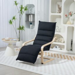 Rackhams Birch Wood Lounge Chair for Living Room, Bedroom, Black - Dark Grey - Modern - 1 - thumbnail 3