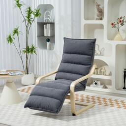 Rackhams Birch Wood Lounge Chair for Living Room, Bedroom, Black - Dark Grey - Modern - 1 - thumbnail 1