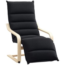 Rackhams Birch Wood Lounge Chair for Living Room, Bedroom, Black - Dark Grey - Modern - 1 - thumbnail 2
