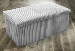 Rackhams Corduroy Storage Ottoman - 76cm x 38cm Foldable - Silver - thumbnail 1