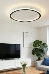 Rackhams Modern LED Circular Ceiling Light - Black - One Size - thumbnail 1