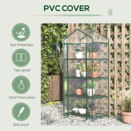 Rackhams 4 Tiers Mini Portable Greenhouse Compact Plant Grow Shed Metal Frame Transparent Clear Cover 160H x 70L x 50Wcm - thumbnail 5